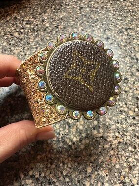 Keep it Gypsy Gold and Brown Leather Statement Cuff Bracelet